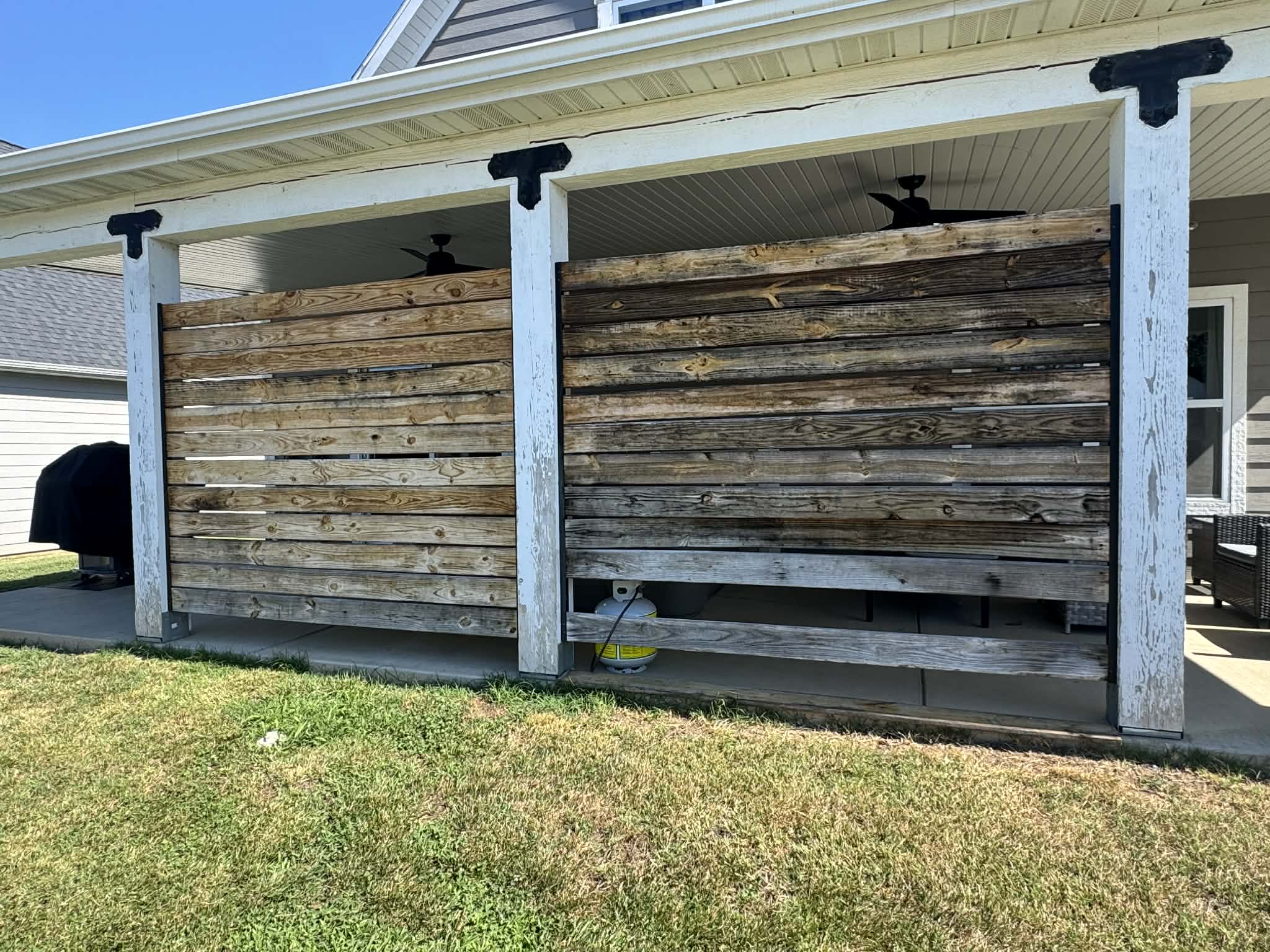 Wood privacy panels before cleaning — Branson MO